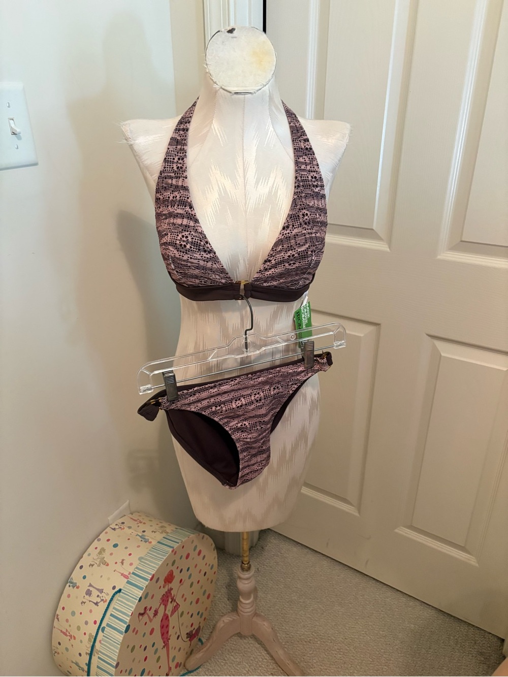 Promise Women's Halter Bikini Set in Mauve Pattern nwt 36/S